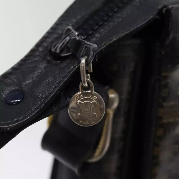 CELINE Macadam Canvas Shoulder Bag Black Auth - Picture 9 of 16